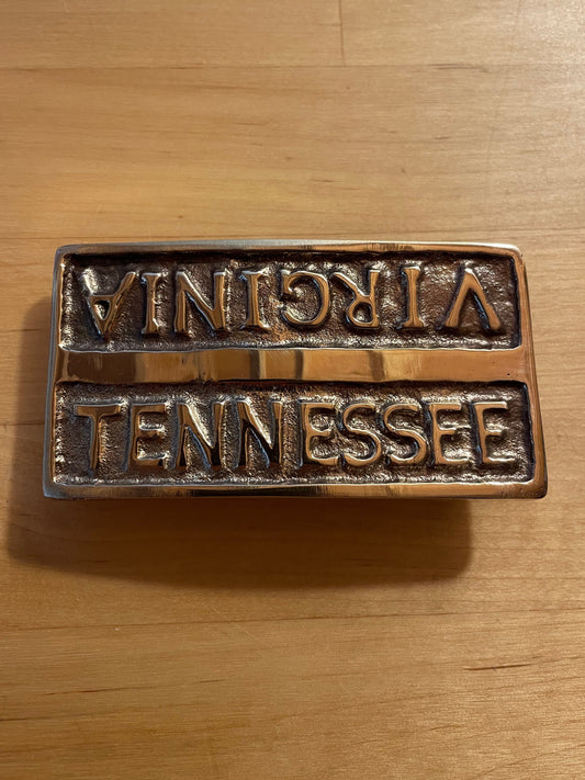 State Line Belt Buckle - Tennessee Upright