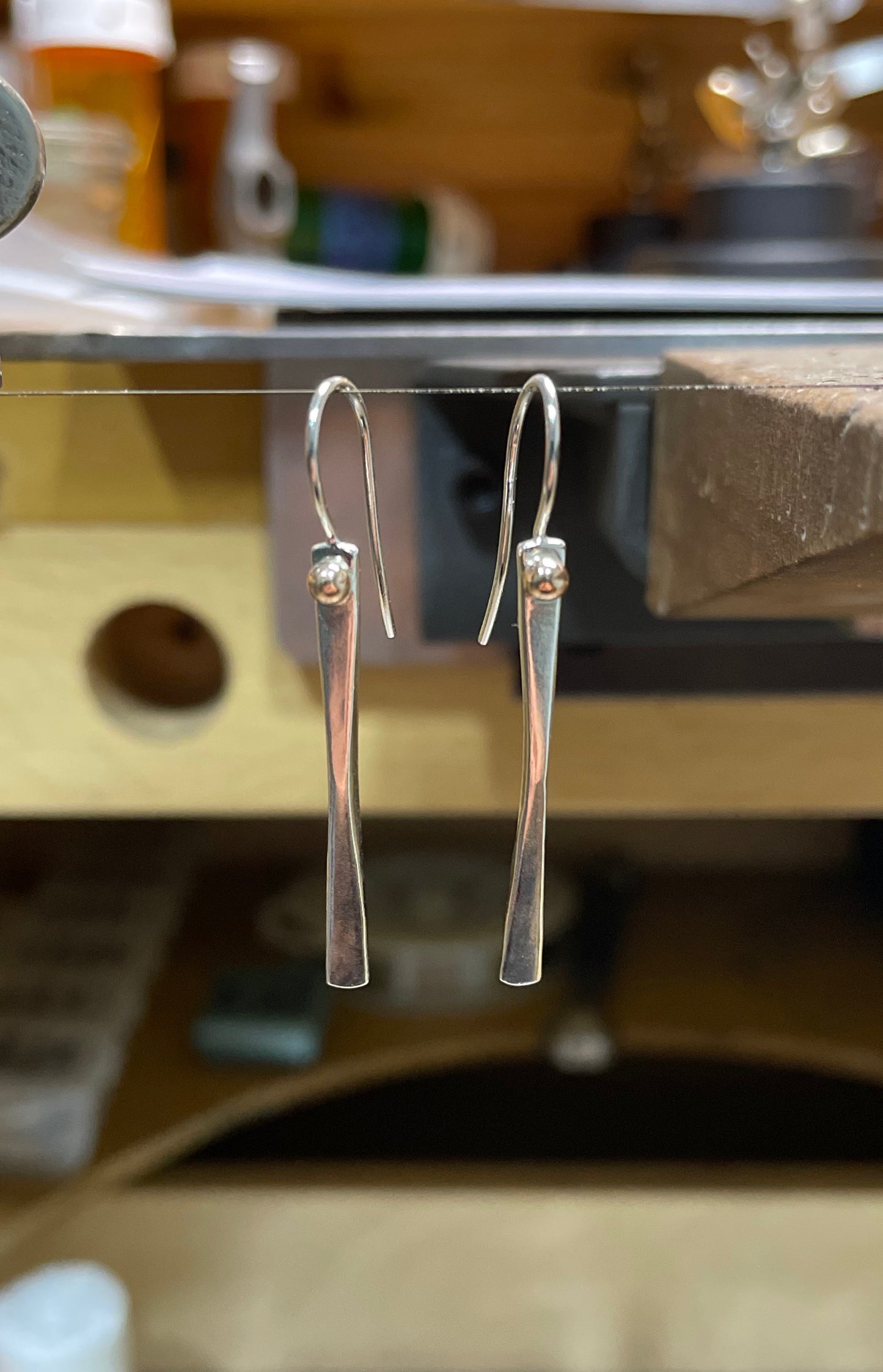 Sterling Silver Earrings with 14k Rose Gold Accents