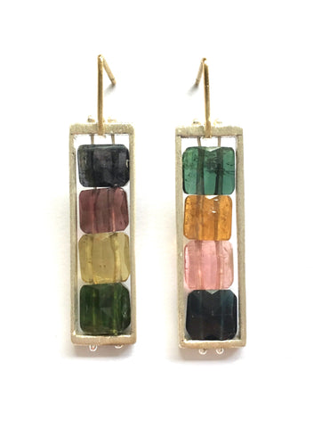Tourmaline Earrings in Recycled Sterling Silver and 18k Gold